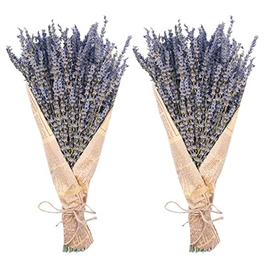 2 Bundles Dried Lavender Bundles, Uieke Natural Dried Lavender Flowers 280-300 Stems 16“ for Home Weeding Decoration Flower Arrangements Home Fragrance